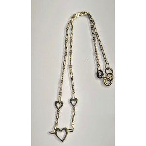 14K Yellow Gold 9"-10" Open Heart Box Link Ankle Bracelet Anklet 1.6 Gr AR 40